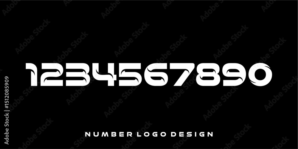 Fototapete set of numbers collection 1 to 0. simple and minimalist figure collection in cut off style. for anni
