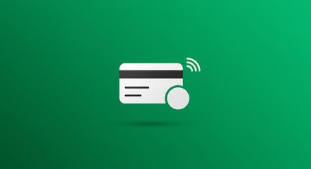 Contactless Payment Credit Card Icon on Green Background