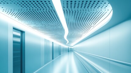 Obraz premium Modern, light-filled hallway with futuristic design elements.