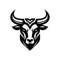 Fototapeta premium Stylized black and white bull head logo
