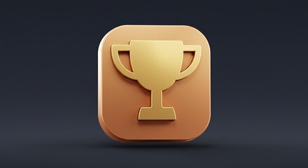 Gold Trophy Icon on Brown Square App Button