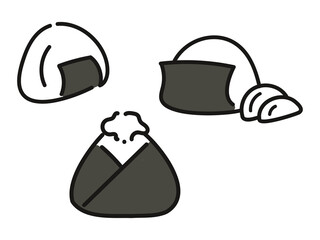 のりを巻いた手描きおにぎり３つセット