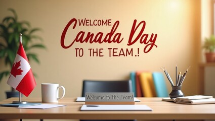 Celebration of canada day welcome to the team office workspace decorative display bright environment engaging viewpoint