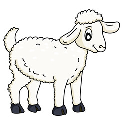Cute cartoon hand drawn vector lamb clipart.