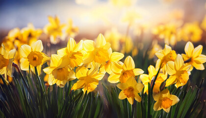Fototapeta premium beautiful bright spring daffodils