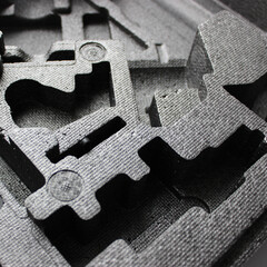 Empty slots and compartments in porous foam material for storing special equipment 
