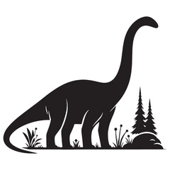 Brachiosaurus silhouette with smooth curves – Brachiosaurus illustration – Minimalist Brachiosaurus vector – Dinosaur silhouette

