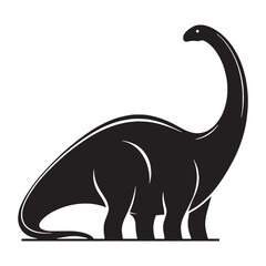 Brachiosaurus silhouette with long neck extended – Brachiosaurus illustration – Minimalist Brachiosaurus vector – Dinosaur silhouette

