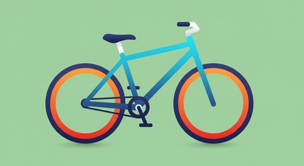 Fototapeta premium Pixel Art Blue and Orange Bicycle Illustration