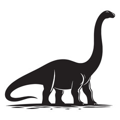 Graceful Brachiosaurus silhouette in quiet motion – Brachiosaurus illustration – Minimalist Brachiosaurus vector – Dinosaur silhouette

