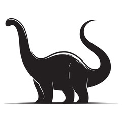 Prehistoric Brachiosaurus silhouette against skyline – Brachiosaurus illustration – Minimalist Brachiosaurus vector – Dinosaur silhouette

