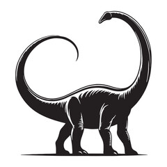 Long-necked Brachiosaurus silhouette in calm pose – Brachiosaurus illustration – Minimalist Brachiosaurus vector – Dinosaur silhouette

