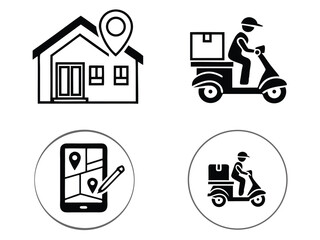 Delivery & Shipping Solid Icon Set – Courier, Truck, Order Tracking & Logistics