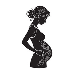 Fototapeta premium Outline drawing of a pregnant lady in vector format