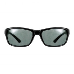 Fototapeta premium Stylish black sunglasses with a modern design. Perfect accessory for sunny days or outdoor activities, offering both protection and fashion. Isolated on a white background.