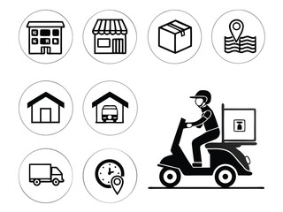 Delivery & Shipping Solid Icon Set – Courier, Truck, Order Tracking & Logistics