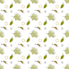 seamless pattern with leaves,minimalist leaf set