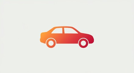 Red And Orange Gradient Car Icon Illustration