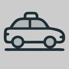 Taxi icon vector depicting city cab for passenger transport and travel needs in urban traffic, flat style representing ride service and public commute.