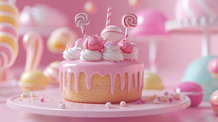 Pink Delight: A Dreamy Cake in a Candyland Setting