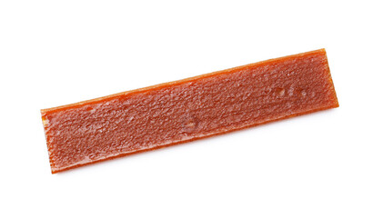 Delicious fruit leather on white background, top view