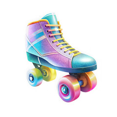 Colorful roller skate shoe isolated on transparent background