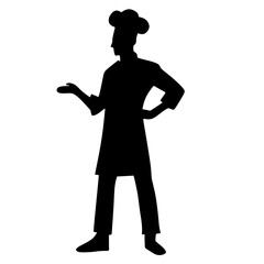 Silhouette Professional Chef Standing Explaining or Presenting Food Related Occasion