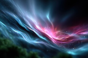 Obraz premium Vibrant cosmic waves flow through a dark space scene with colorful swirls and patterns