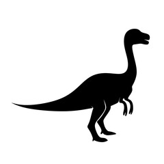 Minimalist Silhouette Dinosaur Gallimimus Shape Isolated on White Background Illustration