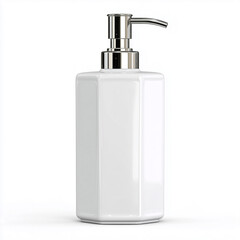 Obraz premium A white ceramic soap dispenser with chrome pump