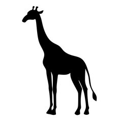 Silhouette Standing Giraffe Animal Wildlife Illustration Graphic Image Design