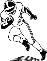 Fototapeta premium Dynamic black vector silhouette of an american football player in action ready to compete