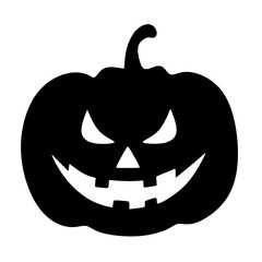 Simple Black and White Spooky Carved Pumpkin Jack O Lantern Silhouette
