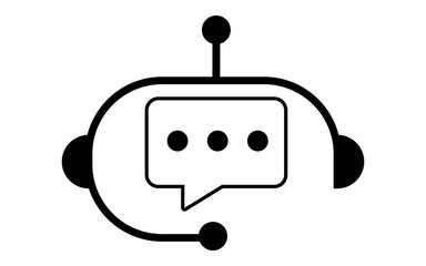 Fototapeta premium Chat bot with message and mike icon, chatbot image, vector chat bot icon with mike and message, Chatbot Icon Stock Illustrations, chat bot icon in black