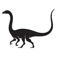 Coelophysis silhouette showing fierce agility – Coelophysis illustration – Minimalist Coelophysis vector – Dinosaur silhouette

