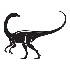 Fast Runner Coelophysis silhouette in full stride – Coelophysis illustration – Minimalist Coelophysis vector – Dinosaur silhouette

