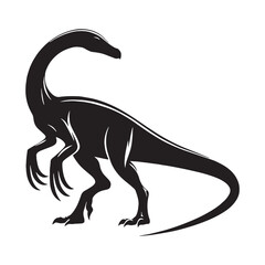 Sharp Claws Coelophysis silhouette poised to strike – Coelophysis illustration – Minimalist Coelophysis vector – Dinosaur silhouette

