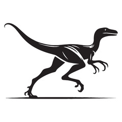 Agile Coelophysis silhouette in swift motion – Coelophysis illustration – Minimalist Coelophysis vector – Dinosaur silhouette

