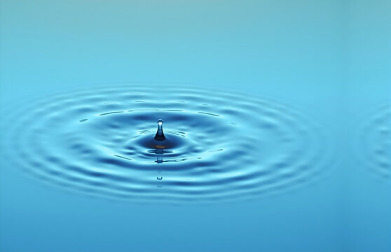 Moment of a Water Drop Falling into Water