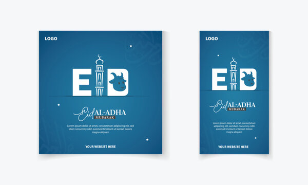 Eid Al Adha Mubarak Islamic festival social media post banner, greeting card design template vector