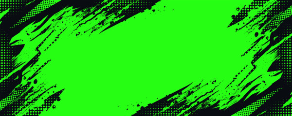 Abstract Grunge Sport Background with Blue and Green Brushstrokes and Halftone Effect