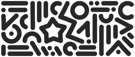 Abstract black and white background. Playful shapes design