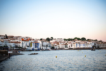 View of Cadaques, charming town in Catalonia, Spain. Mediterranean city on a bay