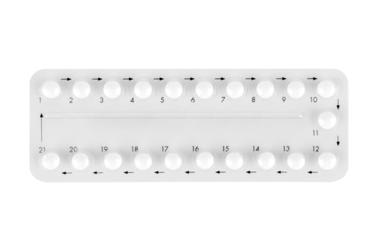 white hormonal pills isolated