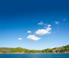 Relief clouds on the turquoise sky