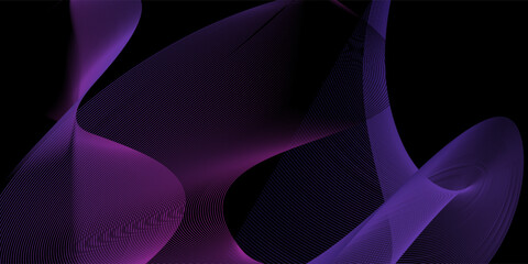 Colorful abstract glowing waves on black background