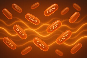 CoQ10 Capsules Cellular Energy Visualization Health Supplement Antioxidant Support Concept