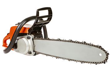 Powerful chainsaw isolated on a white background png ai generated