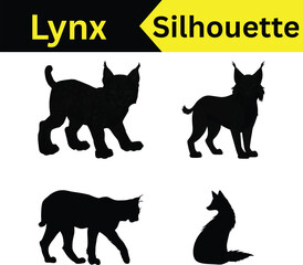 set of black cats silhouettes
