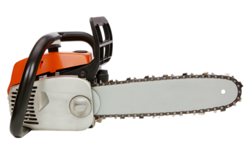 Powerful chainsaw isolated on a white background png ai generated